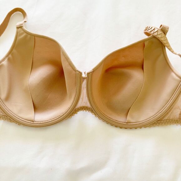 Chantelle Underwire Bra Lace Detail Lightly Padded CS10065 Beige 40C - Picture 7 of 12